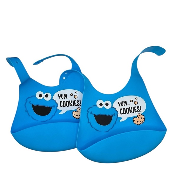 Sesame Street Baby Cookie Silicone Scoop Bibs (2) - Picture 1 of 3